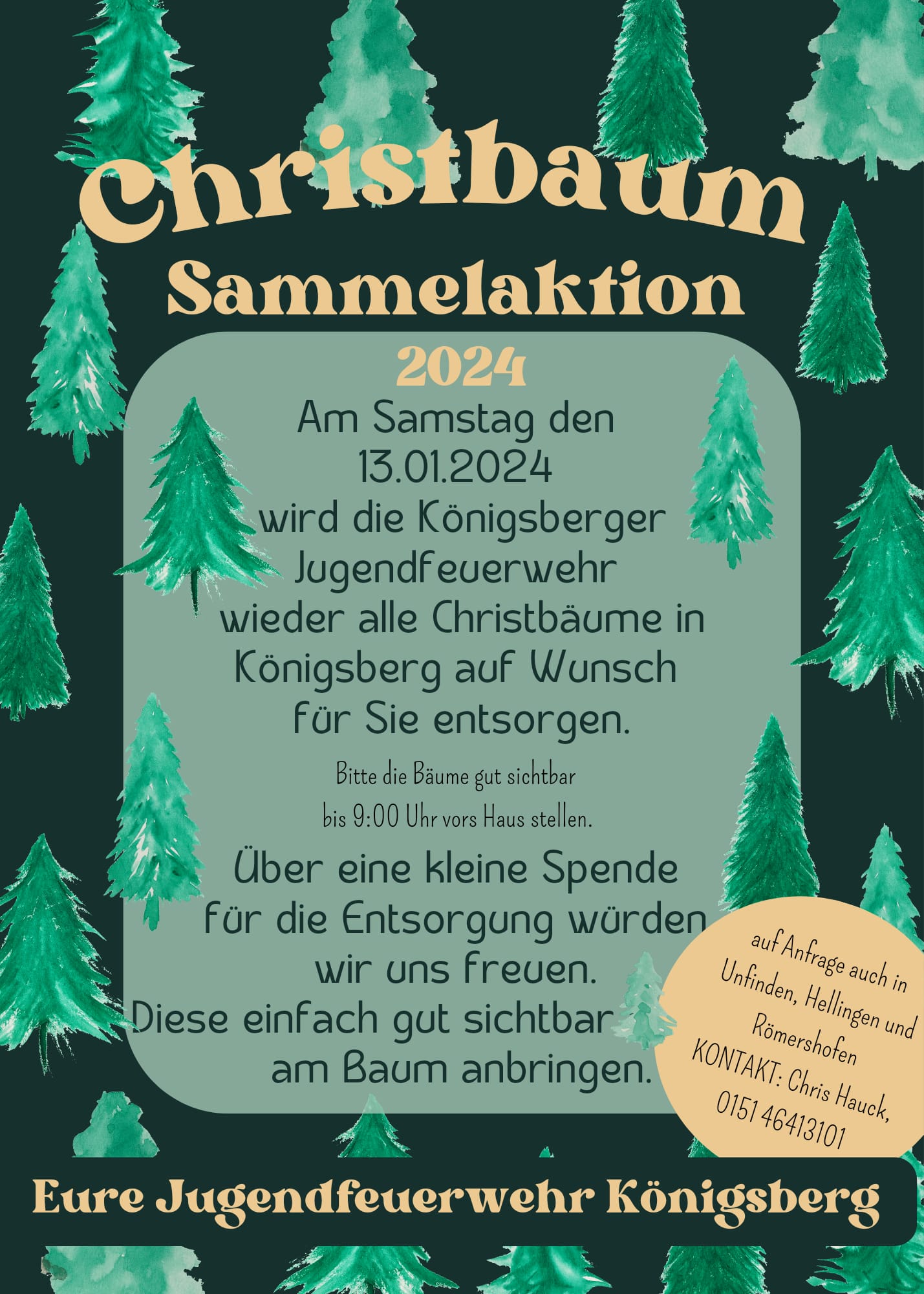Plakat Christbaum Sammelaktion 2024
